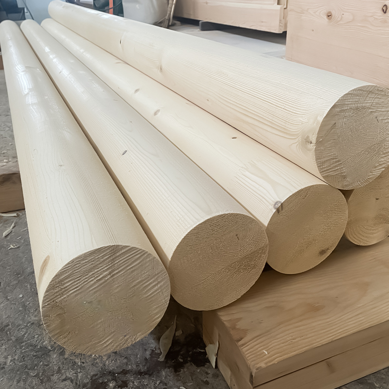 Colonne ronde en bois lamellé-collé en épicéa
