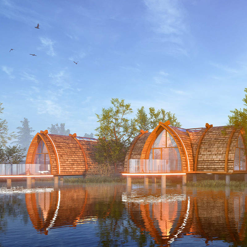 Hangar à bateaux préfabriqué en bois